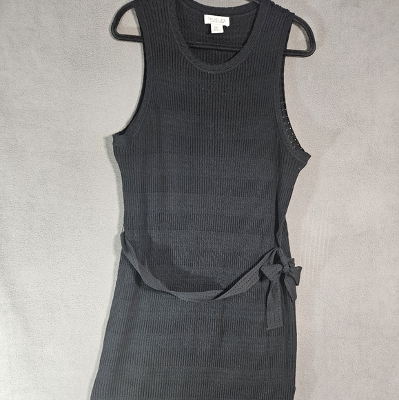 Rachel Zoe XL Goth Witchey Maxi Straight Dress Sweater Slip Belt Sleeveless Blac - Picture 1 of 10